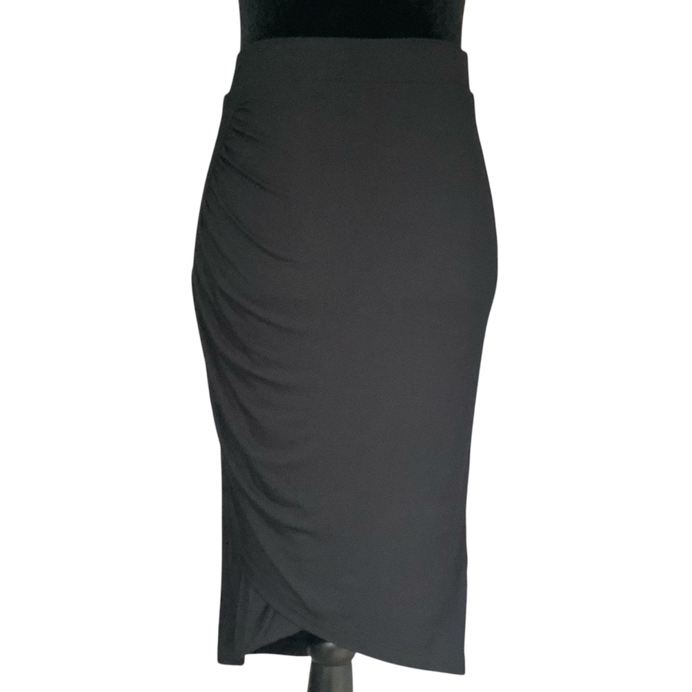 Maeve Black Ruched Pencil Skirt